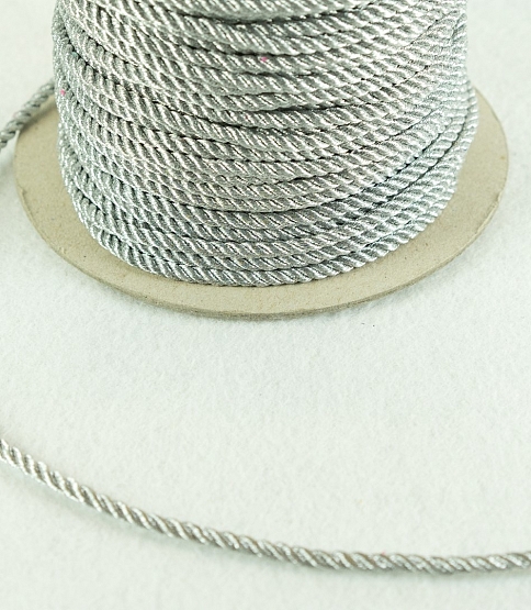 3mm Metallic Cord 50 Mtr Roll Silver - Click Image to Close